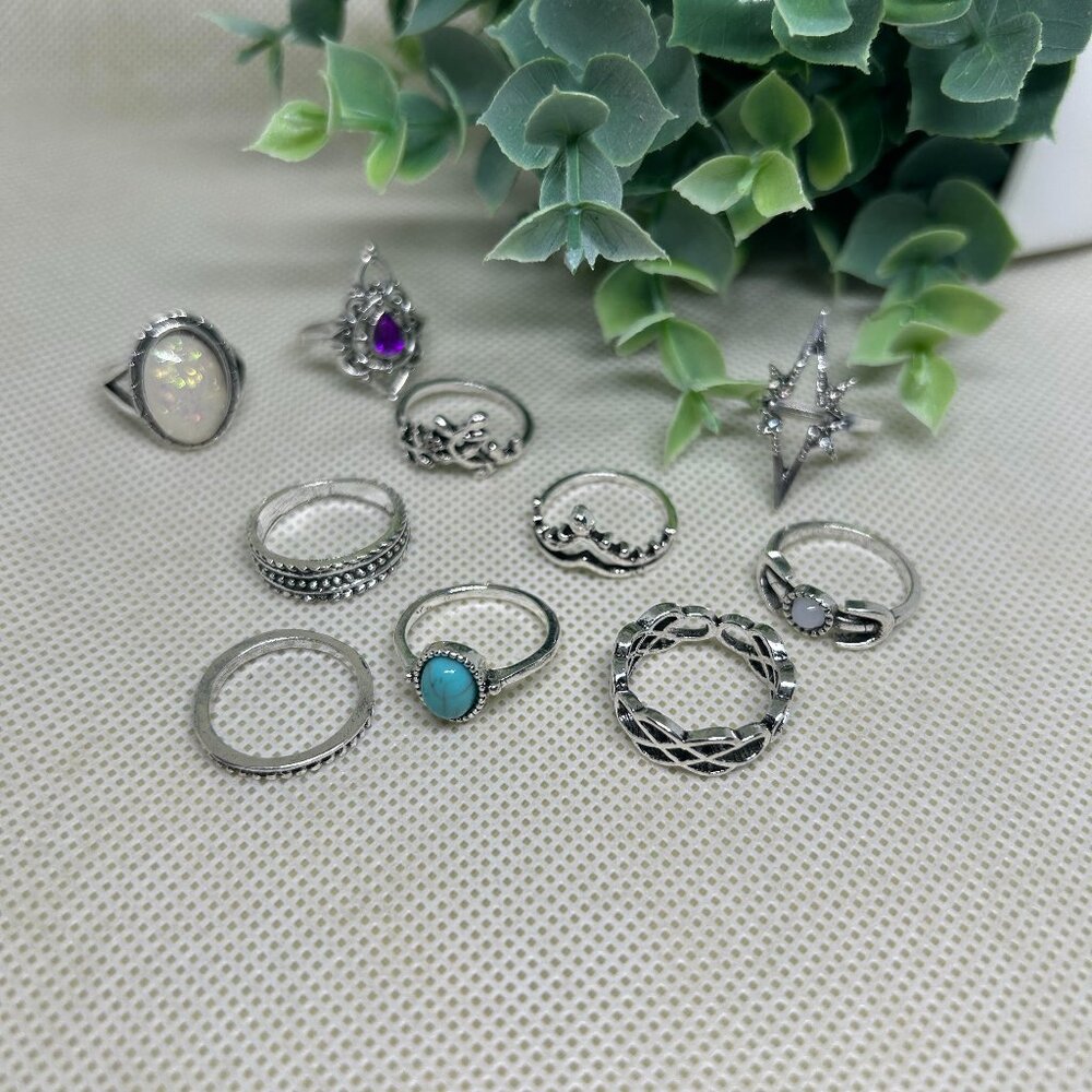 Silvery Decorative Rings